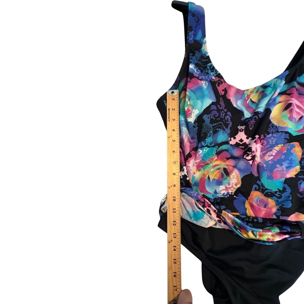 Great Lengths Swimsuit One Piece Womens Size 16 Multicolor Floral Padded Cup - Picture 6 of 8